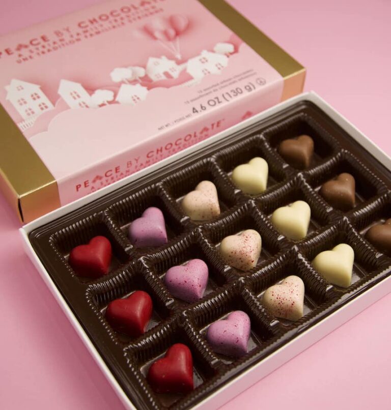 Peace by Chocolate hearts 768x807