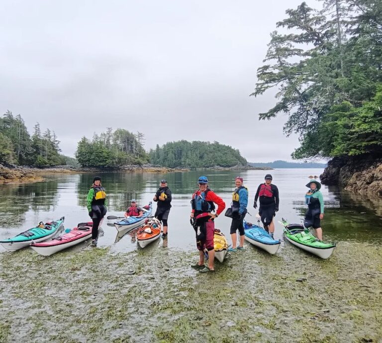 Wild Root Journeys kayakers in Barkley Sound 768x689