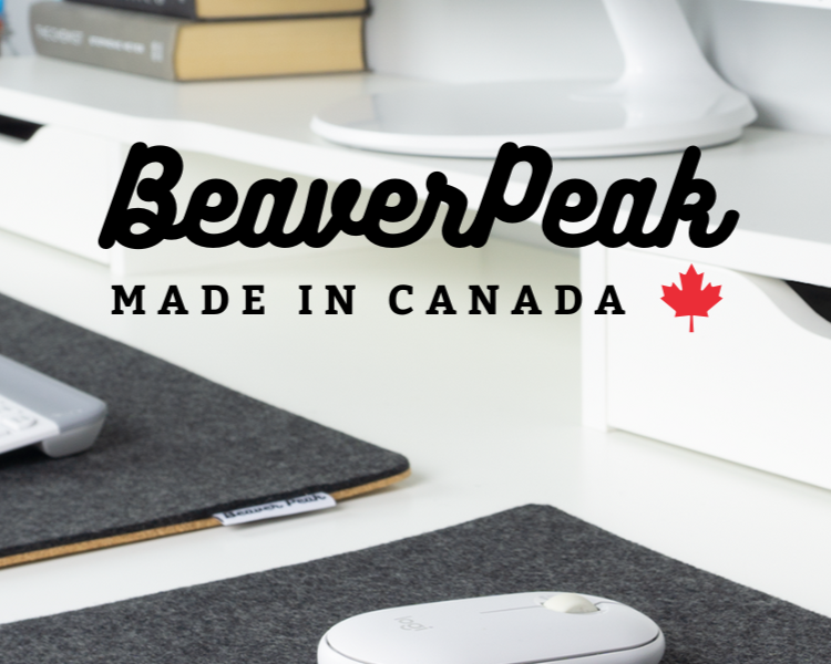 BeaverPeak Banner Black and white desk setup