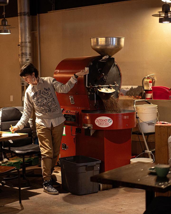 roasting Happy Goat Coffee